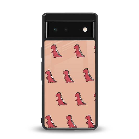 Dino Red back phone cover | glass case for google pixel 6a