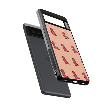 Dino Red sleek google pixel 6 cover with tempered glass back and TPU edges