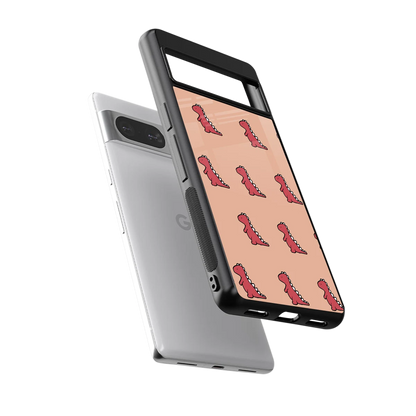 Dino Red sleek google pixel 8 cover with tempered glass back and TPU edges