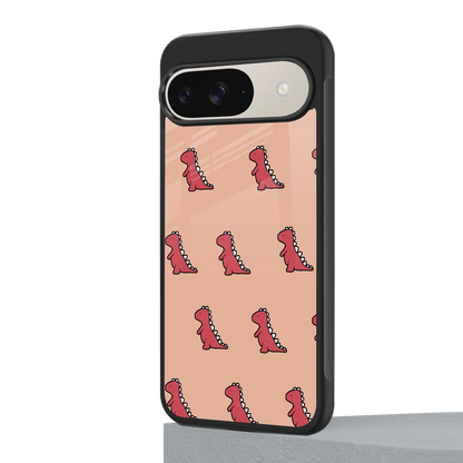 Dino Red google pixel 9 mobile cover | shockproof glass phone case