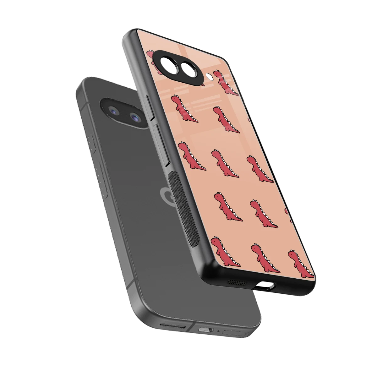 Dino Red sleek google pixel 10a cover with tempered glass back and TPU edges
