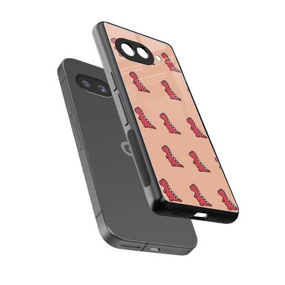 Dino Red sleek google pixel 10a cover with tempered glass back and TPU edges