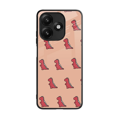 Dino Red back phone cover | glass case for redmi 12 5g