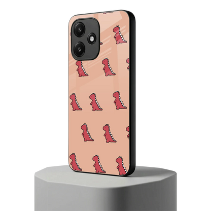 Dino Red redmi 12 5g mobile cover | shockproof glass phone case