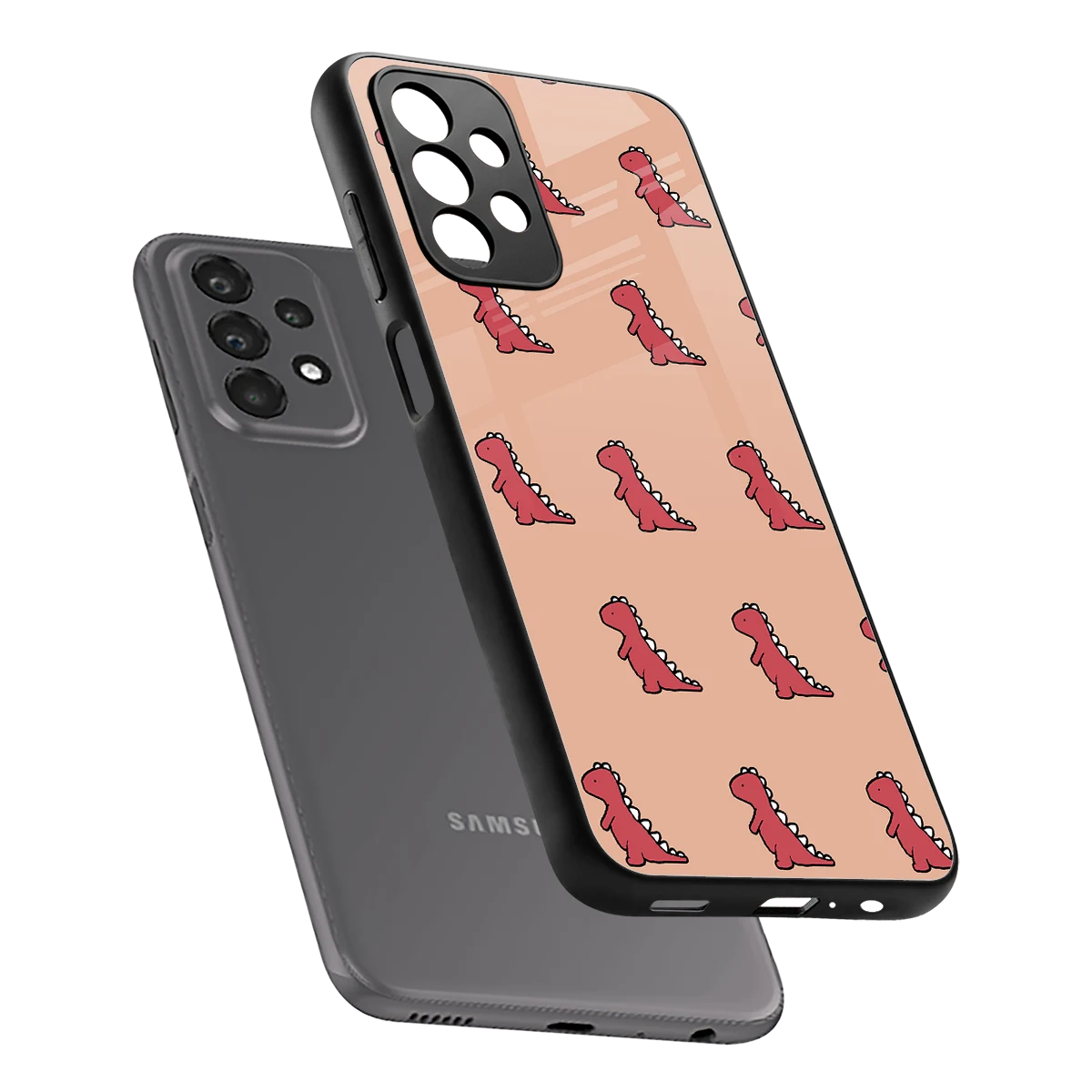 Dino Red sleek samsung galaxy a23 cover with tempered glass back and TPU edges