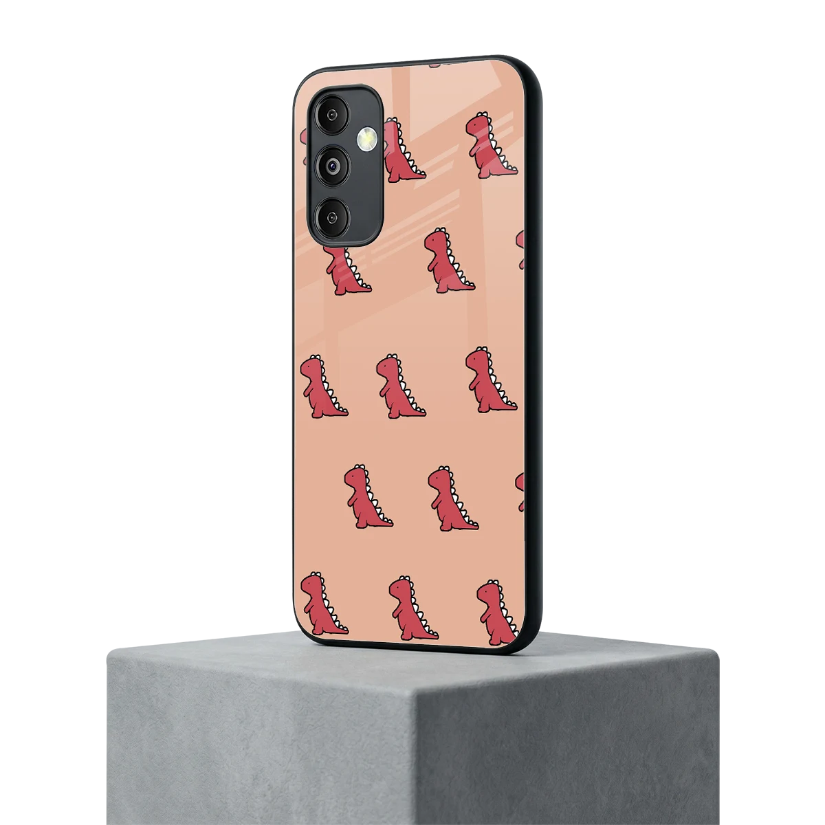 Dino Red samsung galaxy m14 5g mobile cover | shockproof glass phone case