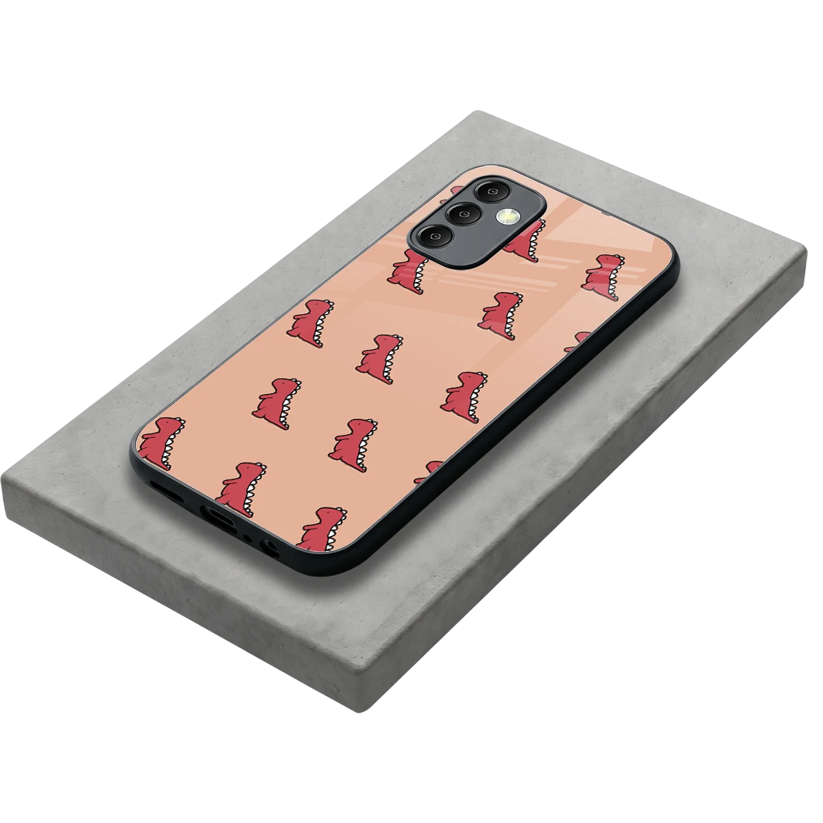 Dino Red stylish phone case for samsung galaxy m14 5g | glossy glass and slim fit