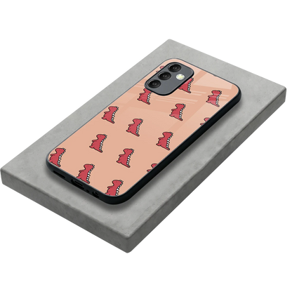 Dino Red stylish phone case for samsung galaxy m14 5g | glossy glass and slim fit