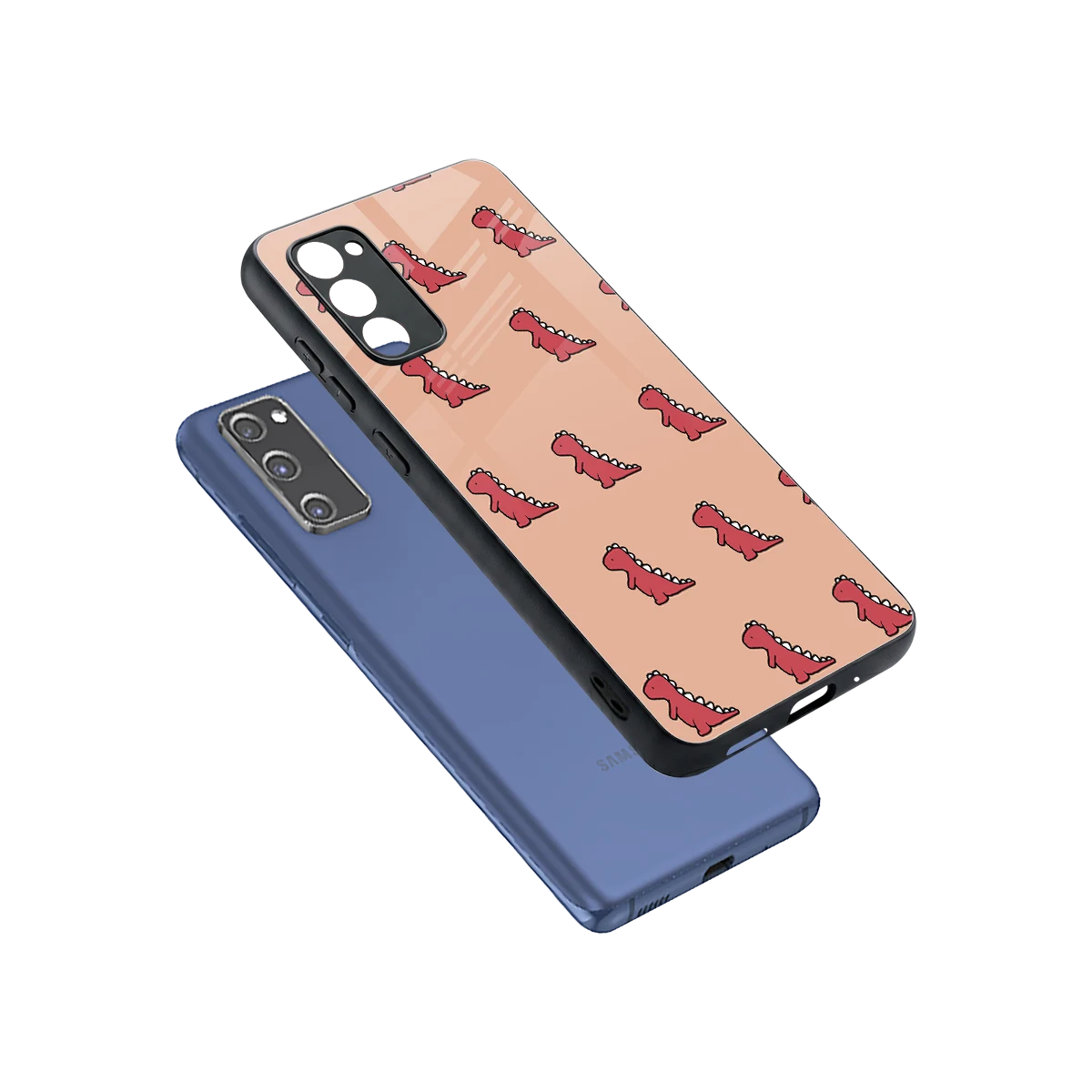 Dino Red sleek samsung galaxy s20 fe cover with tempered glass back and TPU edges