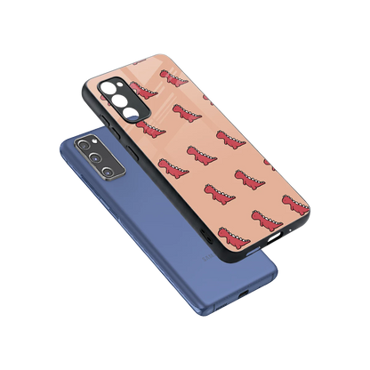 Dino Red sleek samsung galaxy s20 fe cover with tempered glass back and TPU edges