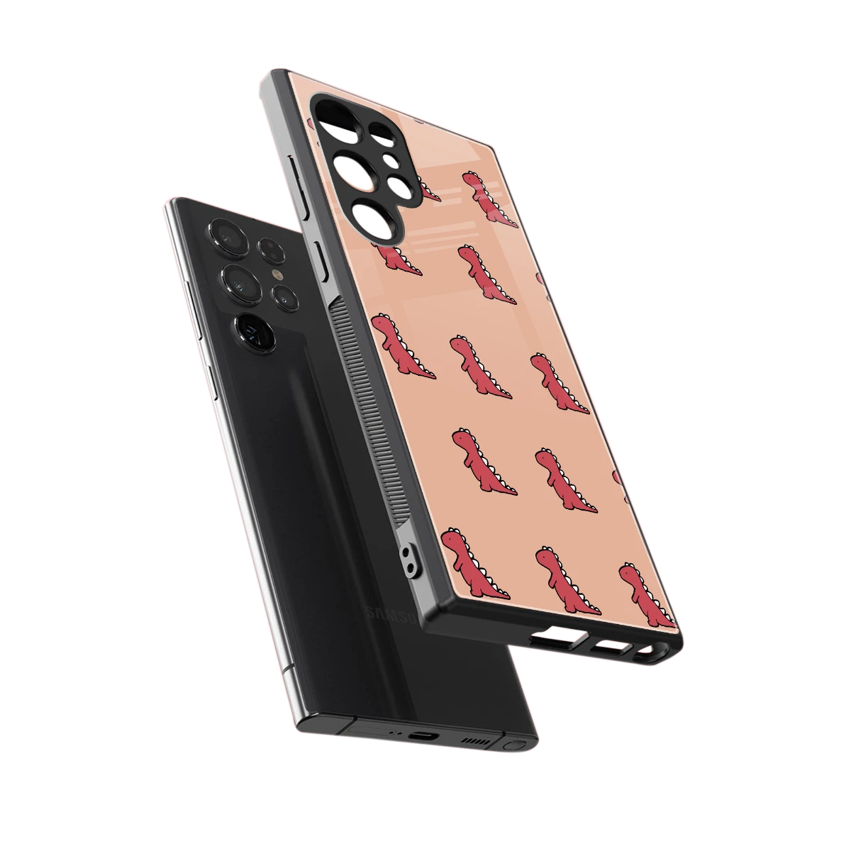 Dino Red sleek samsung galaxy s23 ultra cover with tempered glass back and TPU edges