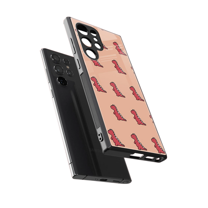 Dino Red sleek samsung galaxy s23 ultra cover with tempered glass back and TPU edges