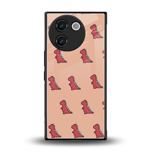 Dino Red back phone cover | glass case for vivo v30e