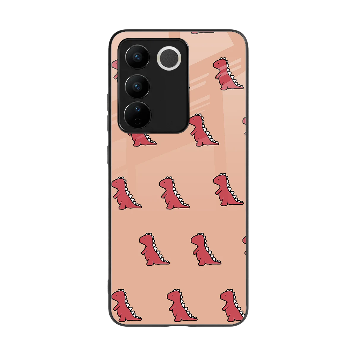 Dino Red back phone cover | glass case for vivo v27 5g