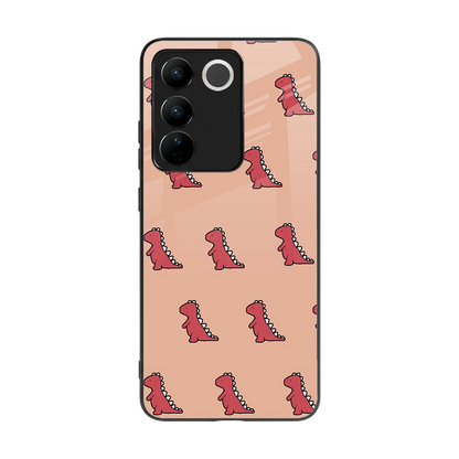 Dino Red back phone cover | glass case for vivo v27 5g