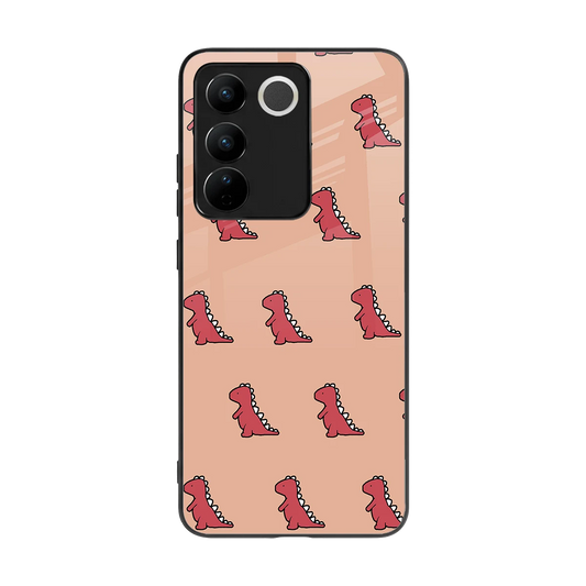 Dino Red back phone cover | glass case for vivo v27 5g