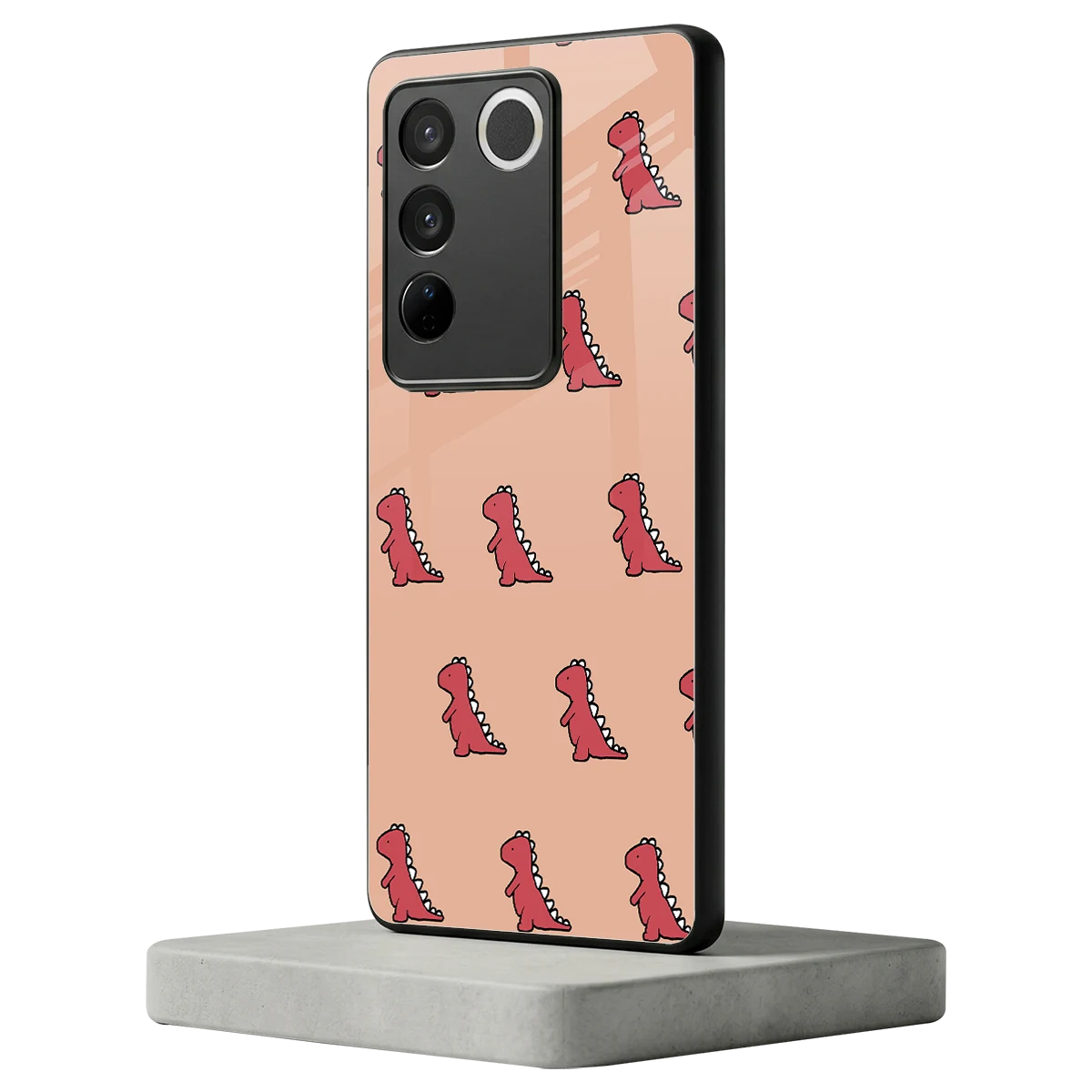 Dino Red vivo v27 5g mobile cover | shockproof glass phone case