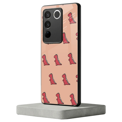 Dino Red vivo v27 5g mobile cover | shockproof glass phone case