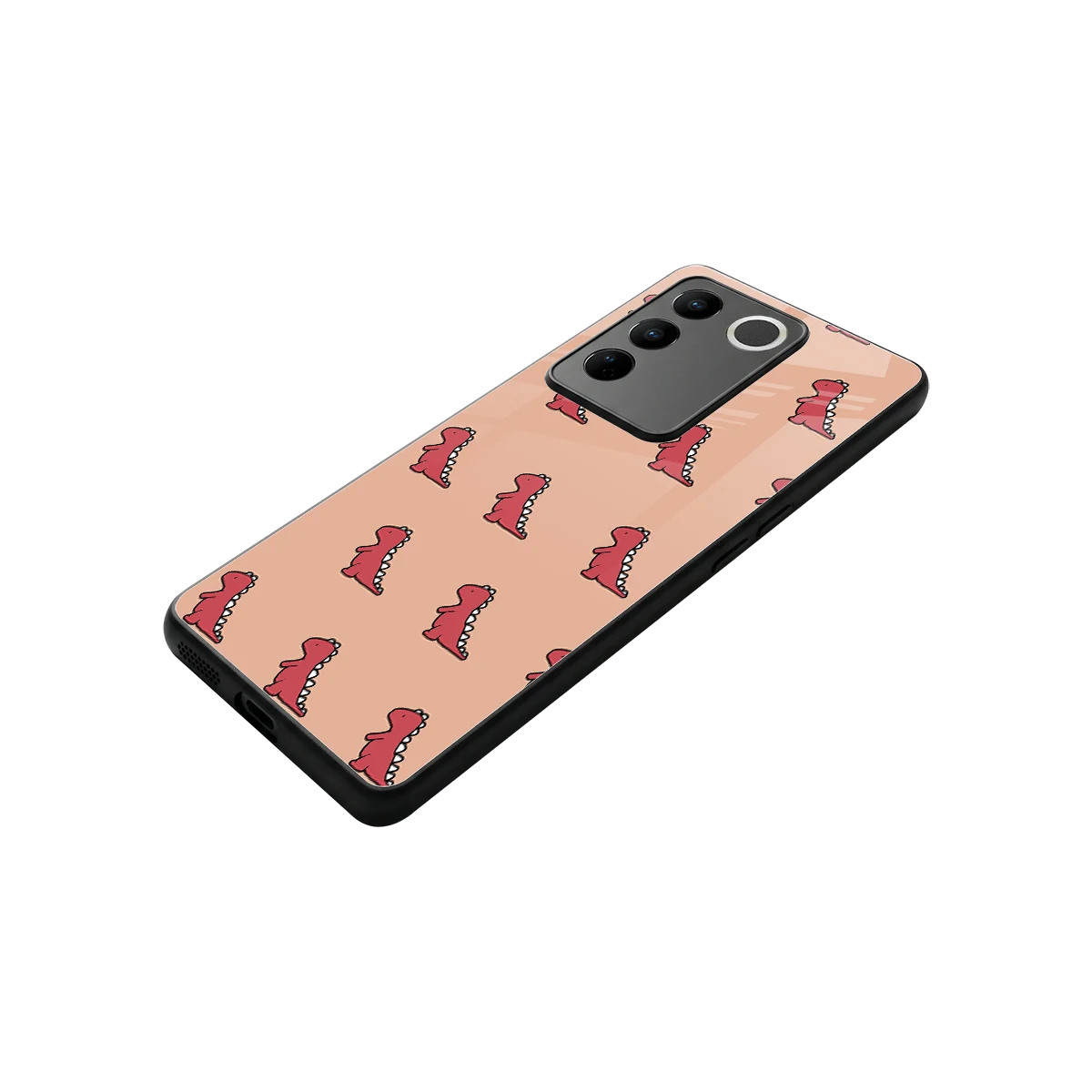 Dino Red stylish phone case for vivo v27 5g | glossy glass and slim fit