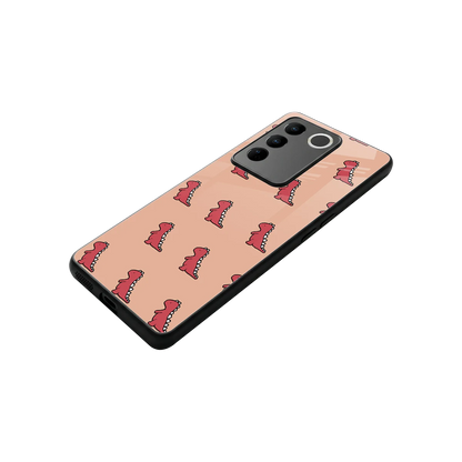 Dino Red stylish phone case for vivo v27 5g | glossy glass and slim fit