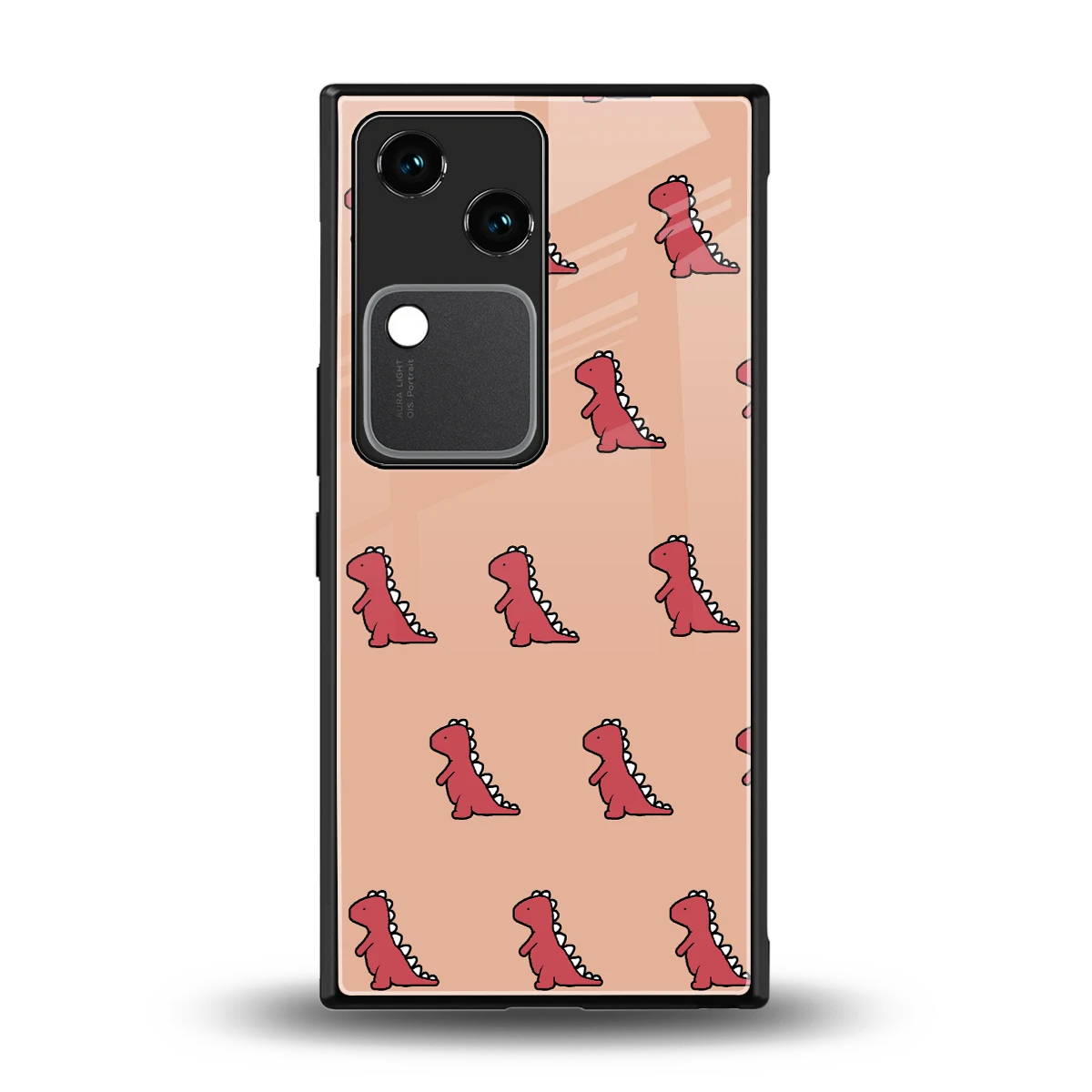 Dino Red back phone cover | glass case for vivo v30