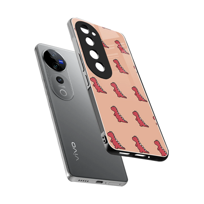 Dino Red sleek vivo v40 pro cover with tempered glass back and TPU edges