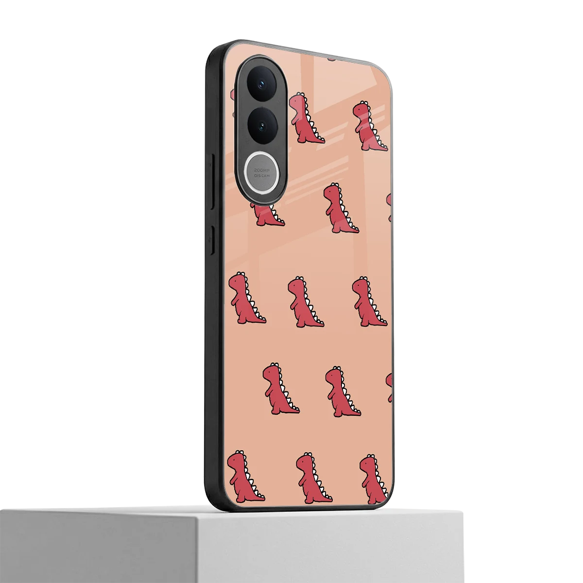 Dino Red vivo v70 fe mobile cover | shockproof glass phone case