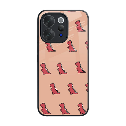 Dino Red back phone cover | glass case for vivo v70