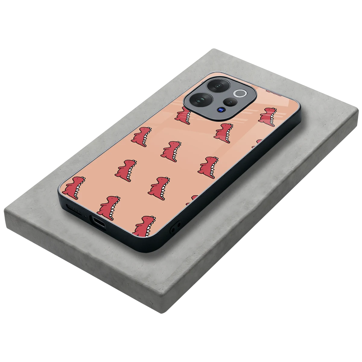 Dino Red stylish phone case for vivo v70 | glossy glass and slim fit