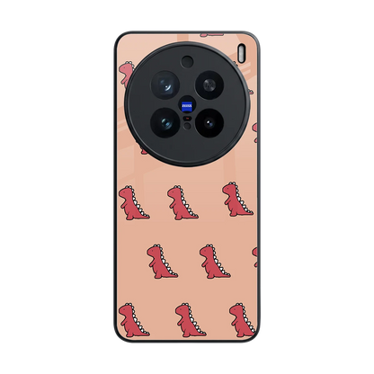 Dino Red back phone cover | glass case for vivo x200 pro