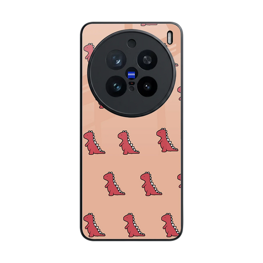 Dino Red back phone cover | glass case for vivo x200 pro