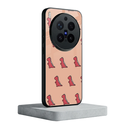 Dino Red vivo x300 pro mobile cover | shockproof glass phone case