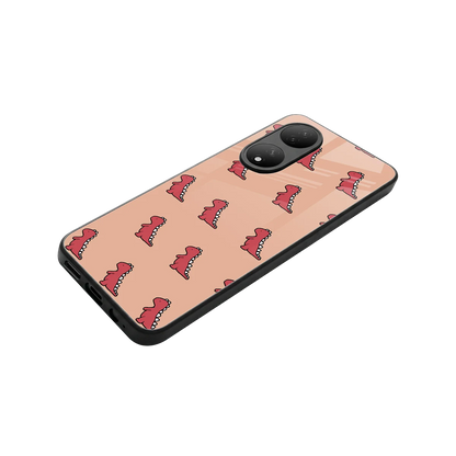 Dino Red stylish phone case for Vivo-y100 | glossy glass and slim fit