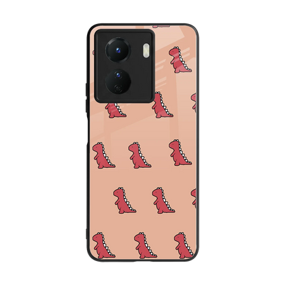 Dino Red back phone cover | glass case for vivo y16
