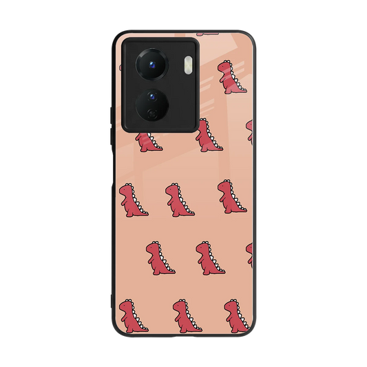 Dino Red back phone cover | glass case for vivo y16