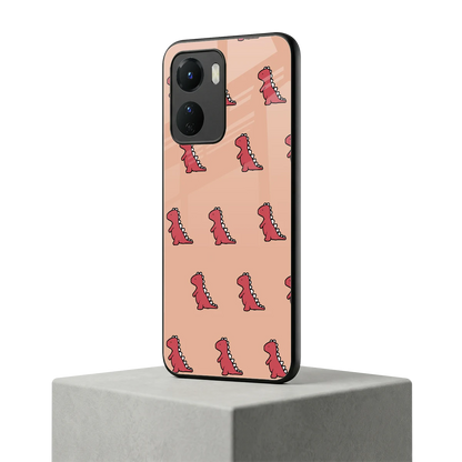 Dino Red vivo y16 mobile cover | shockproof glass phone case