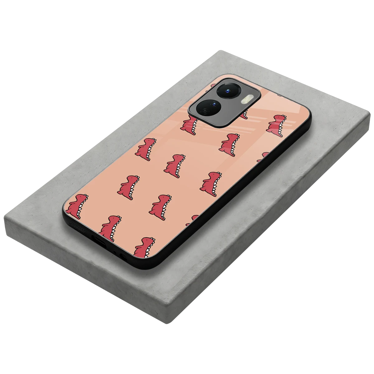 Dino Red stylish phone case for vivo y16 | glossy glass and slim fit