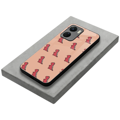 Dino Red stylish phone case for vivo y16 | glossy glass and slim fit