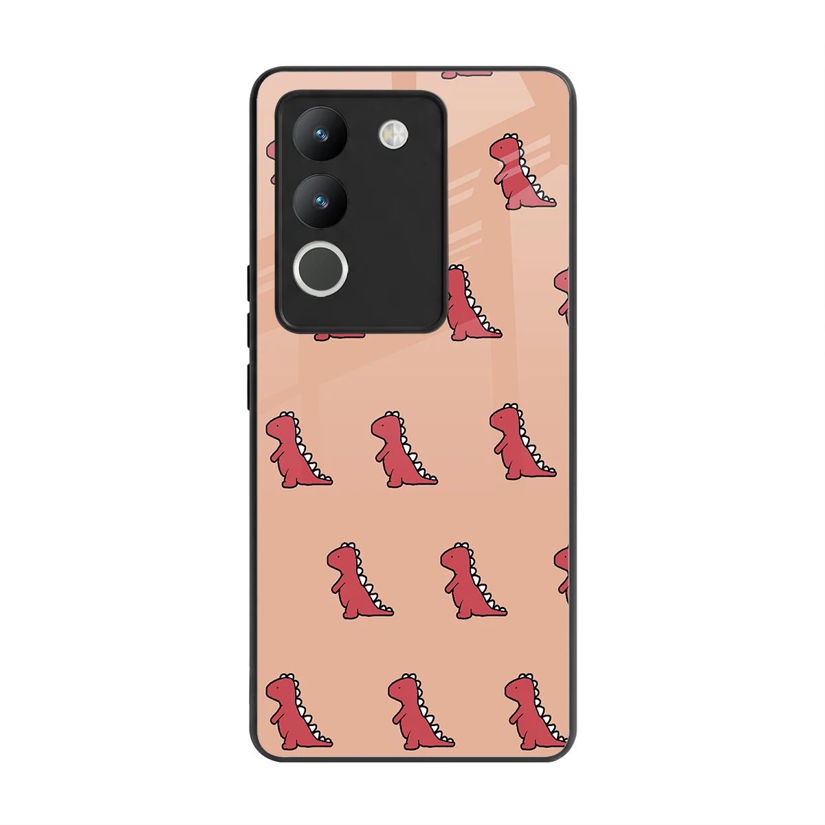 Dino Red back phone cover | glass case for vivo y200 5g