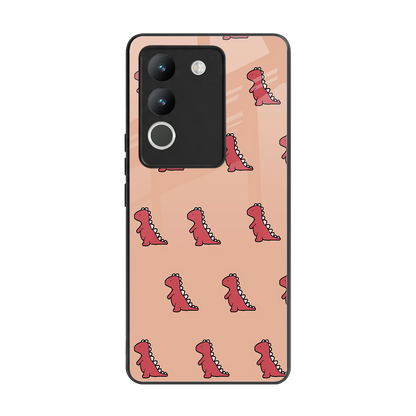 Dino Red back phone cover | glass case for vivo y200 5g