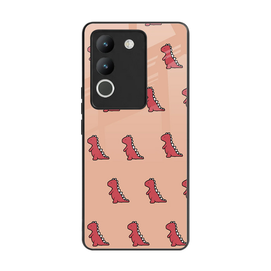 Dino Red back phone cover | glass case for vivo y200 5g