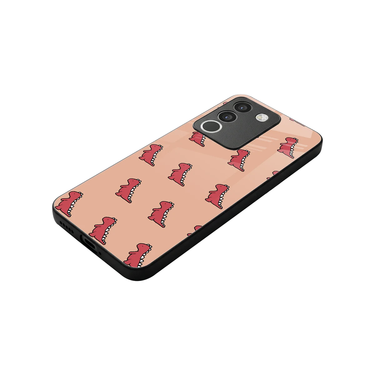 Dino Red stylish phone case for vivo y200 5g | glossy glass and slim fit