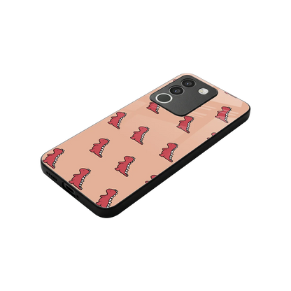 Dino Red stylish phone case for vivo y200 5g | glossy glass and slim fit