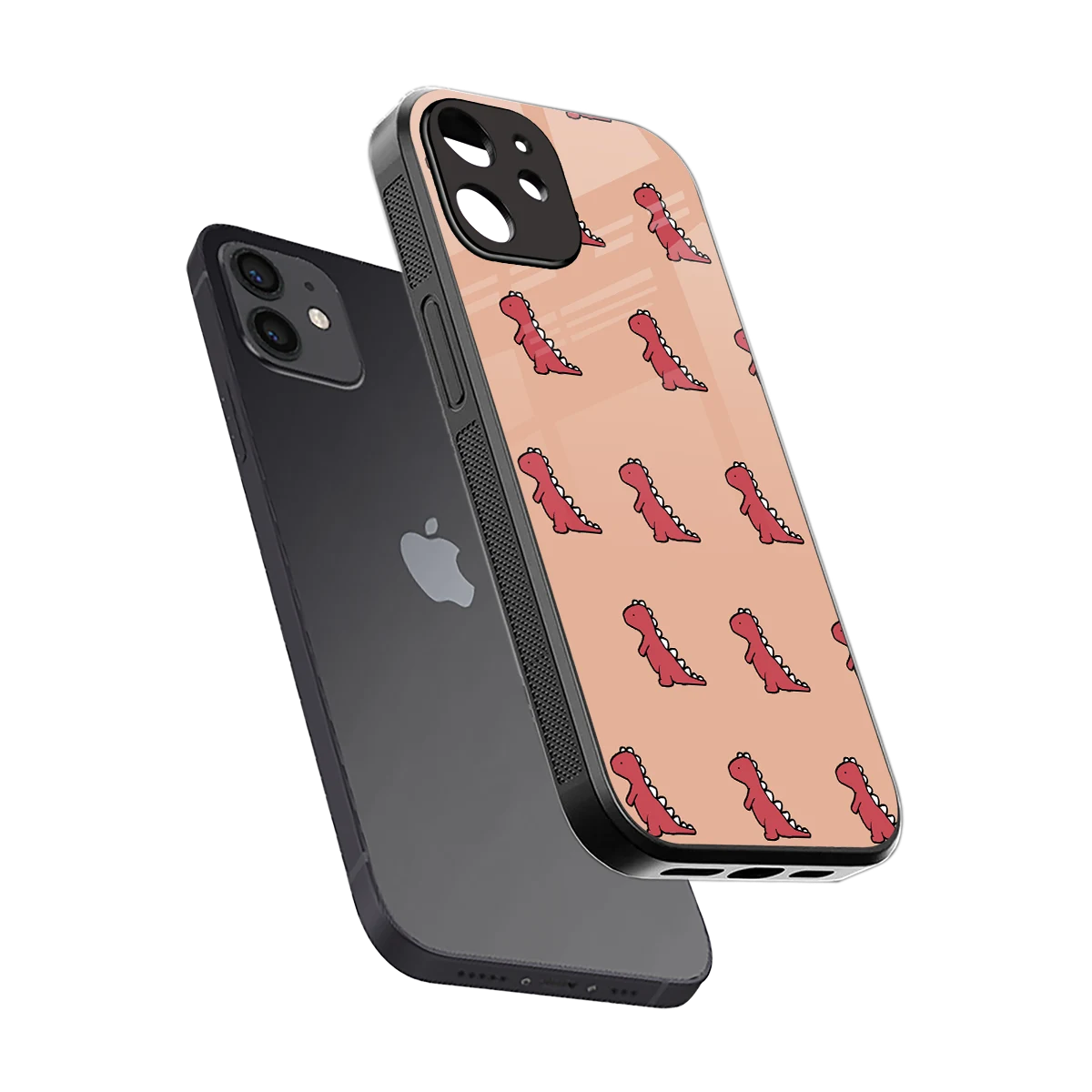 Dino Red sleek iphone 12 cover with tempered glass back and TPU edges
