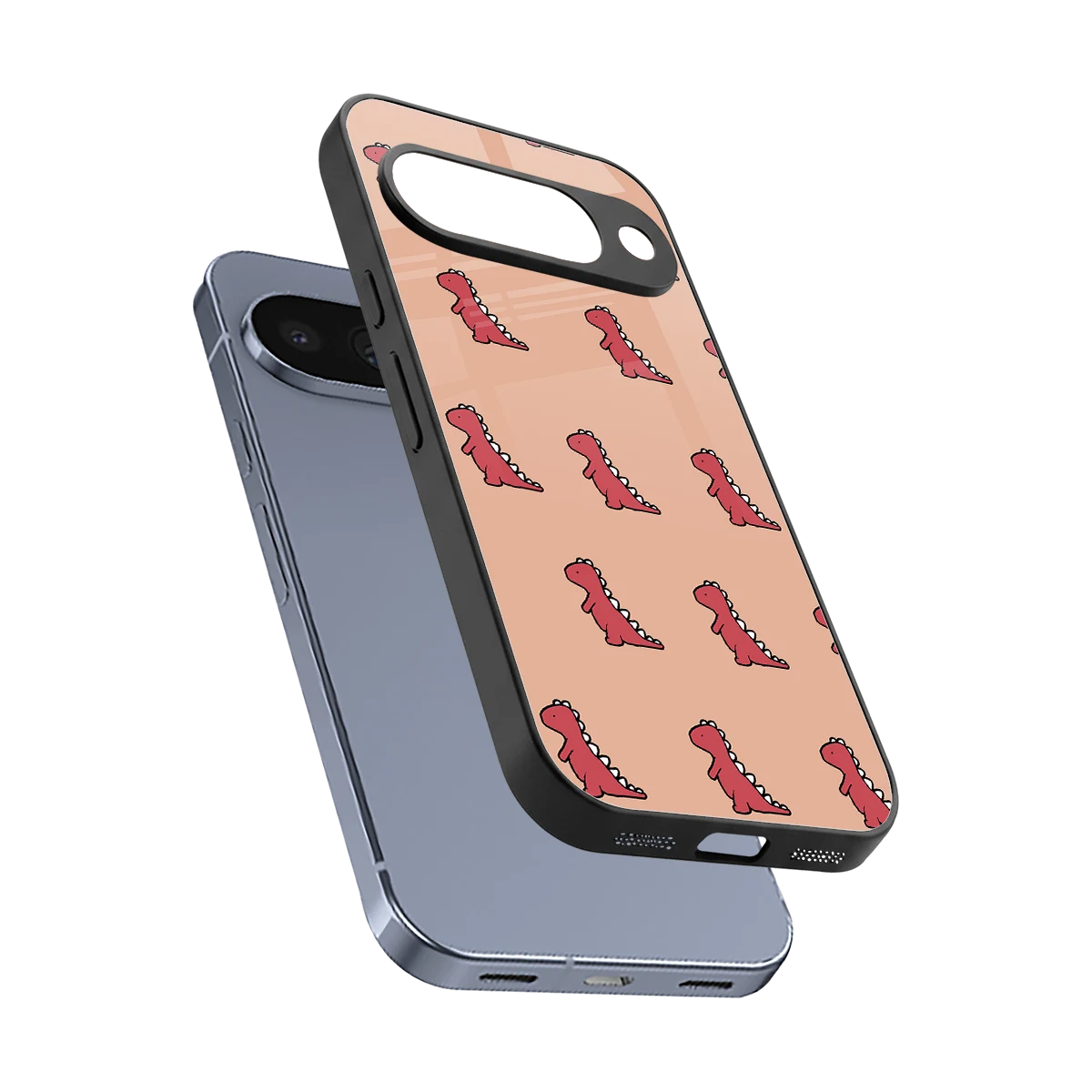 Dino Red sleek google pixel 10 cover with tempered glass back and TPU edges