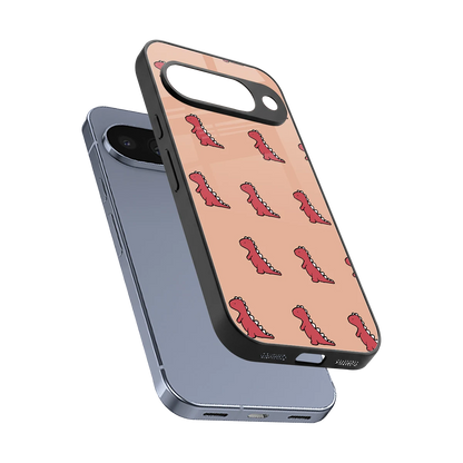 Dino Red sleek google pixel 10 cover with tempered glass back and TPU edges