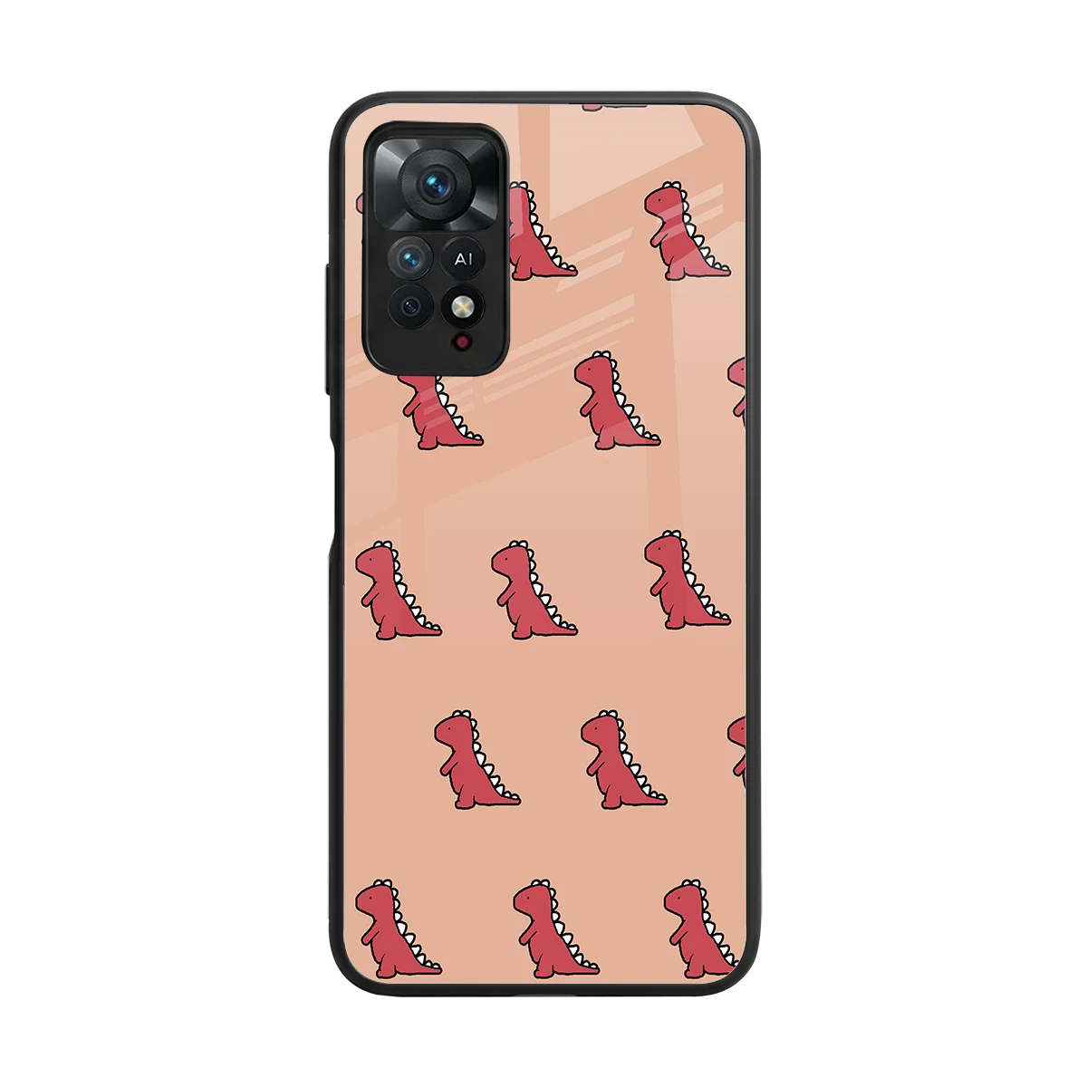 Dino Red back phone cover | glass case for redmi note 11 pro