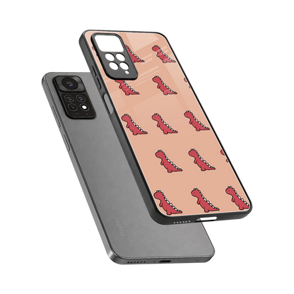 Dino Red sleek redmi note 11 pro cover with tempered glass back and TPU edges