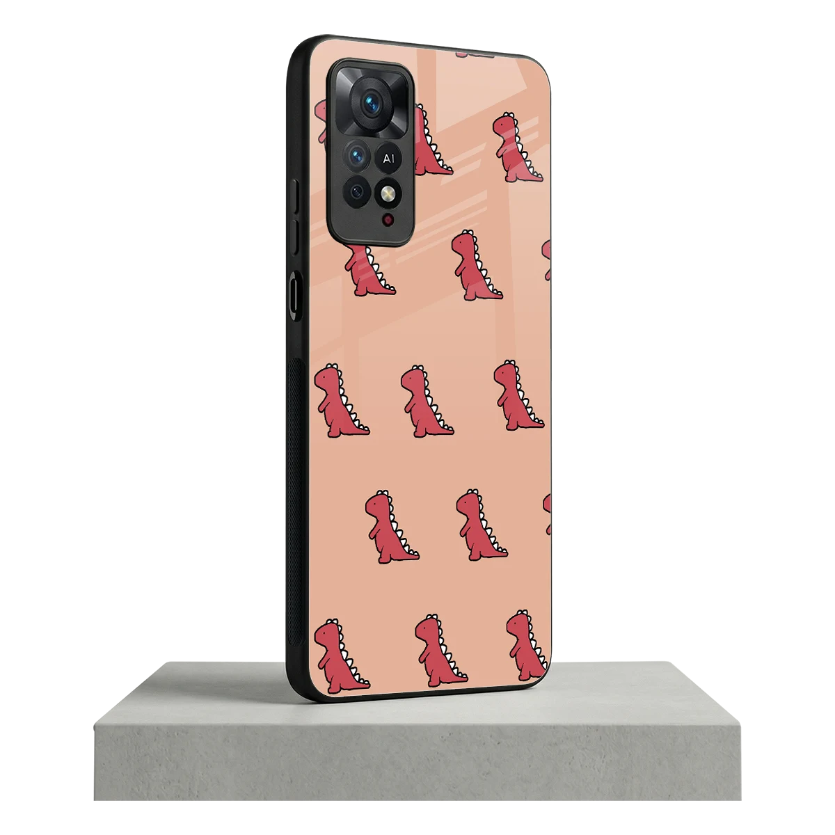 Dino Red redmi note 11 pro mobile cover | shockproof glass phone case