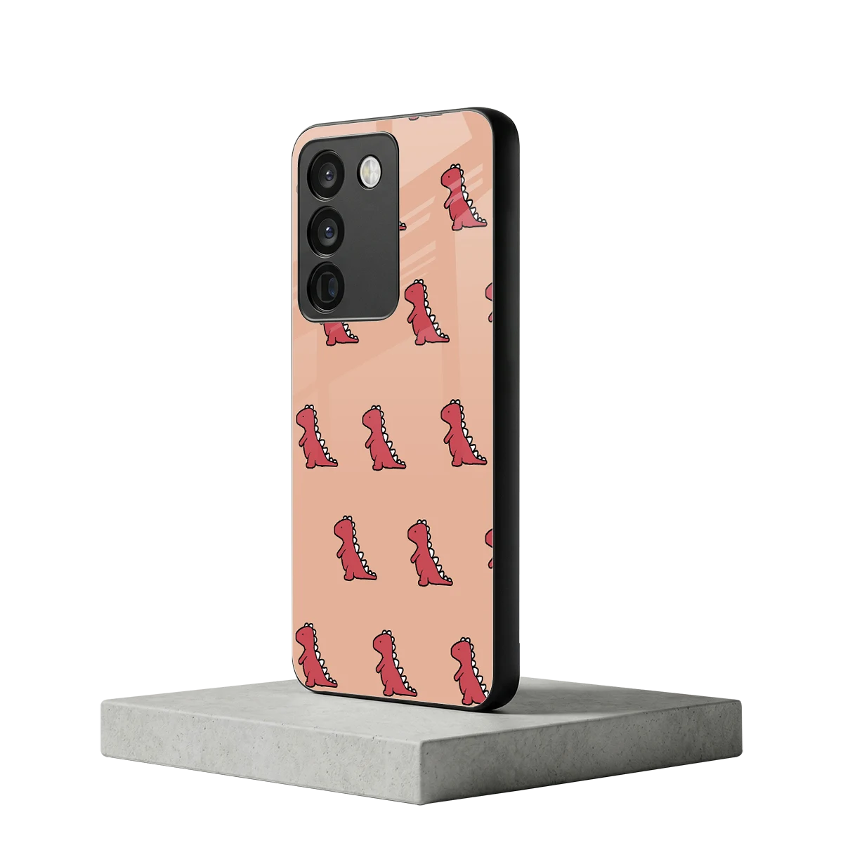 Dino Red vivo y200 5g mobile cover | shockproof glass phone case